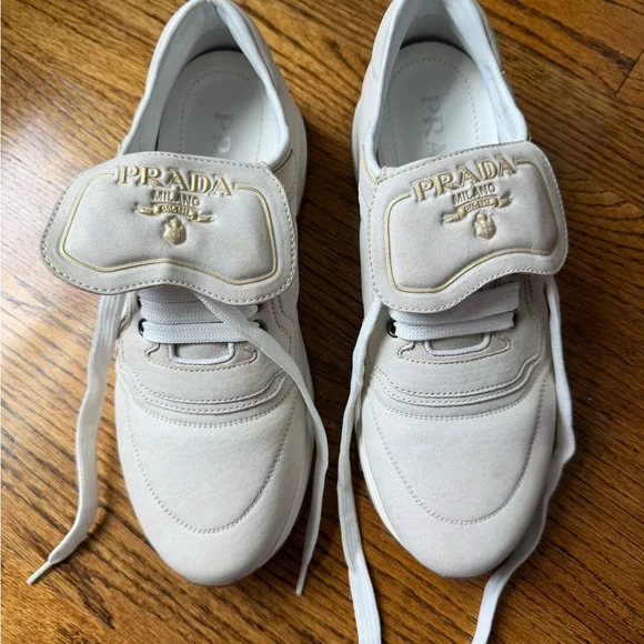 Prada | Shoes | Prada Womens Beige Sneakers Size 38  display picture 3